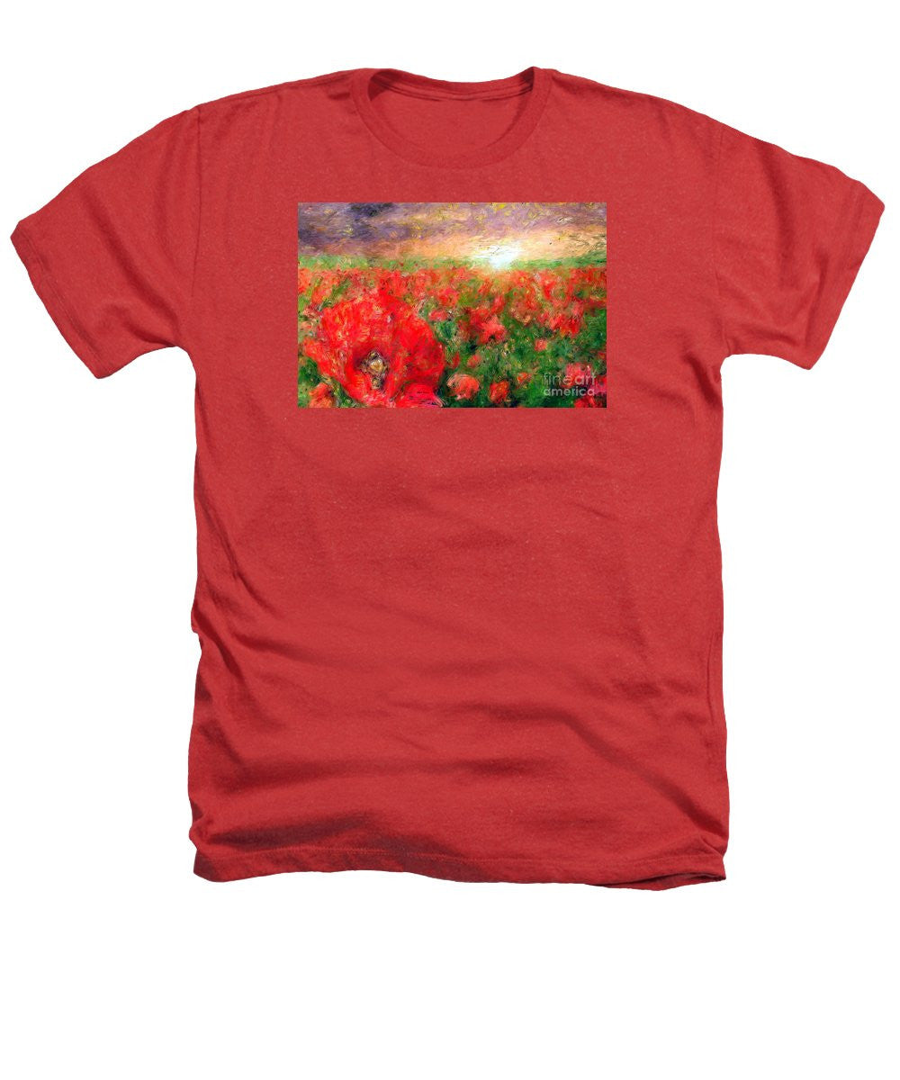 Heathers T-Shirt - Abstract Landscape Of Red Poppies