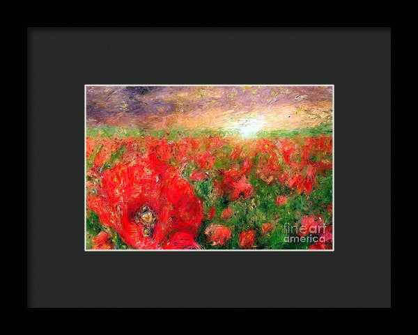 Framed Print - Abstract Landscape Of Red Poppies