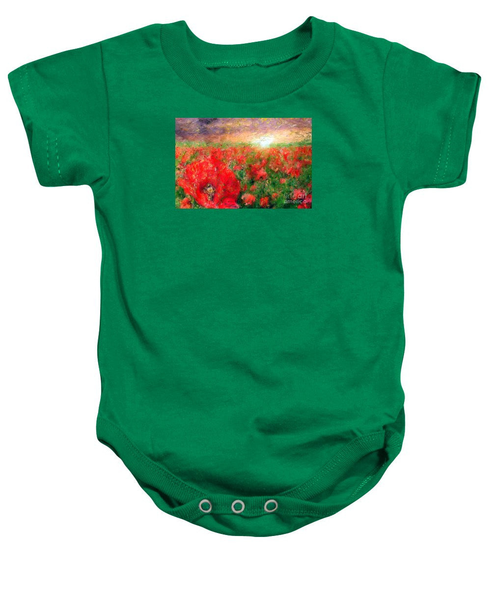 Baby Onesie - Abstract Landscape Of Red Poppies