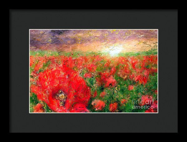 Framed Print - Abstract Landscape Of Red Poppies