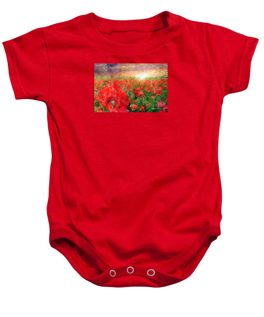 Baby Onesie - Abstract Landscape Of Red Poppies