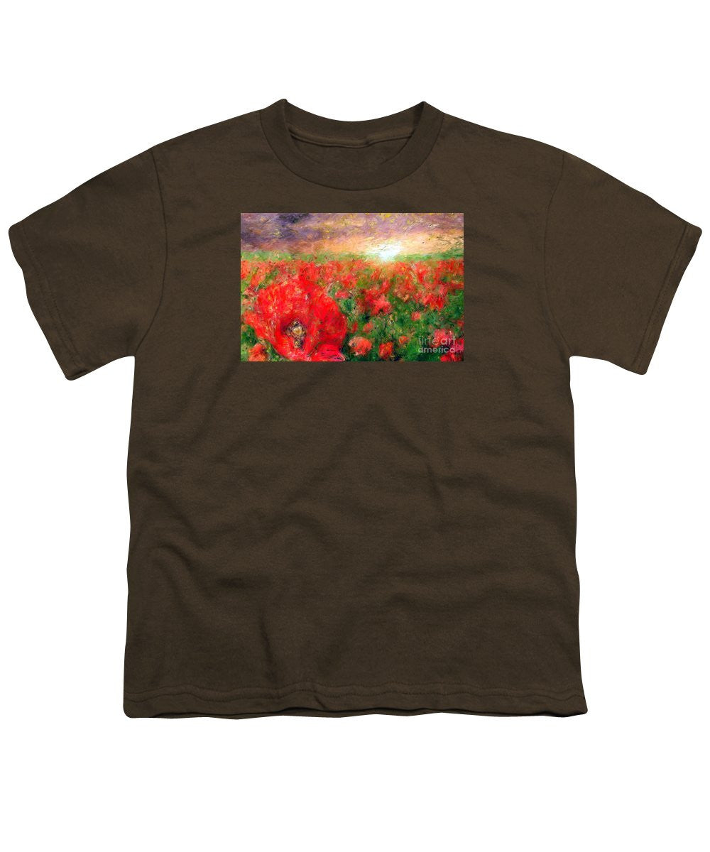 Youth T-Shirt - Abstract Landscape Of Red Poppies