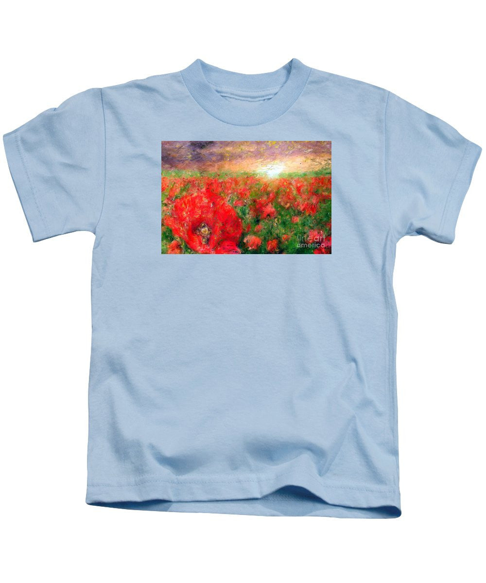 Kids T-Shirt - Abstract Landscape Of Red Poppies