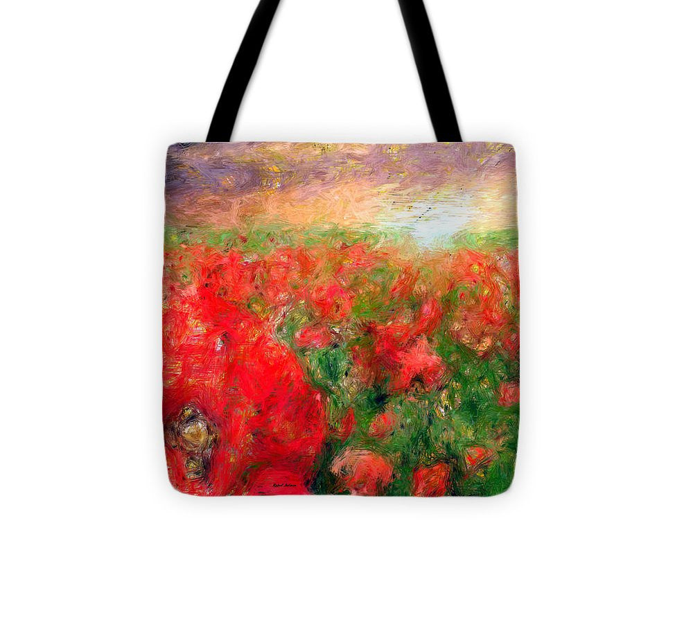 Tote Bag - Abstract Landscape Of Red Poppies