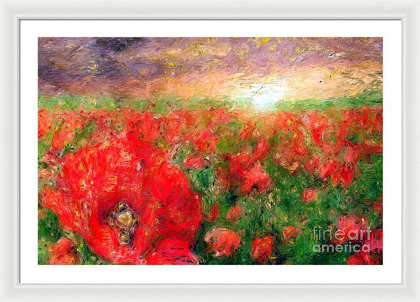 Framed Print - Abstract Landscape Of Red Poppies