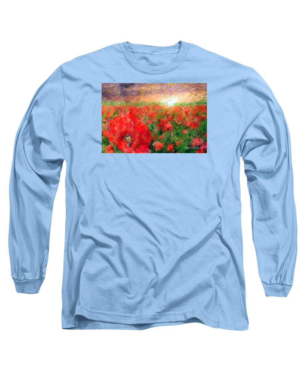 Long Sleeve T-Shirt - Abstract Landscape Of Red Poppies