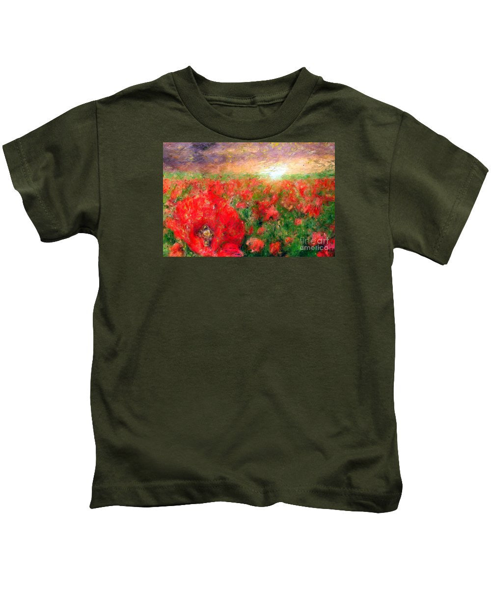 Kids T-Shirt - Abstract Landscape Of Red Poppies