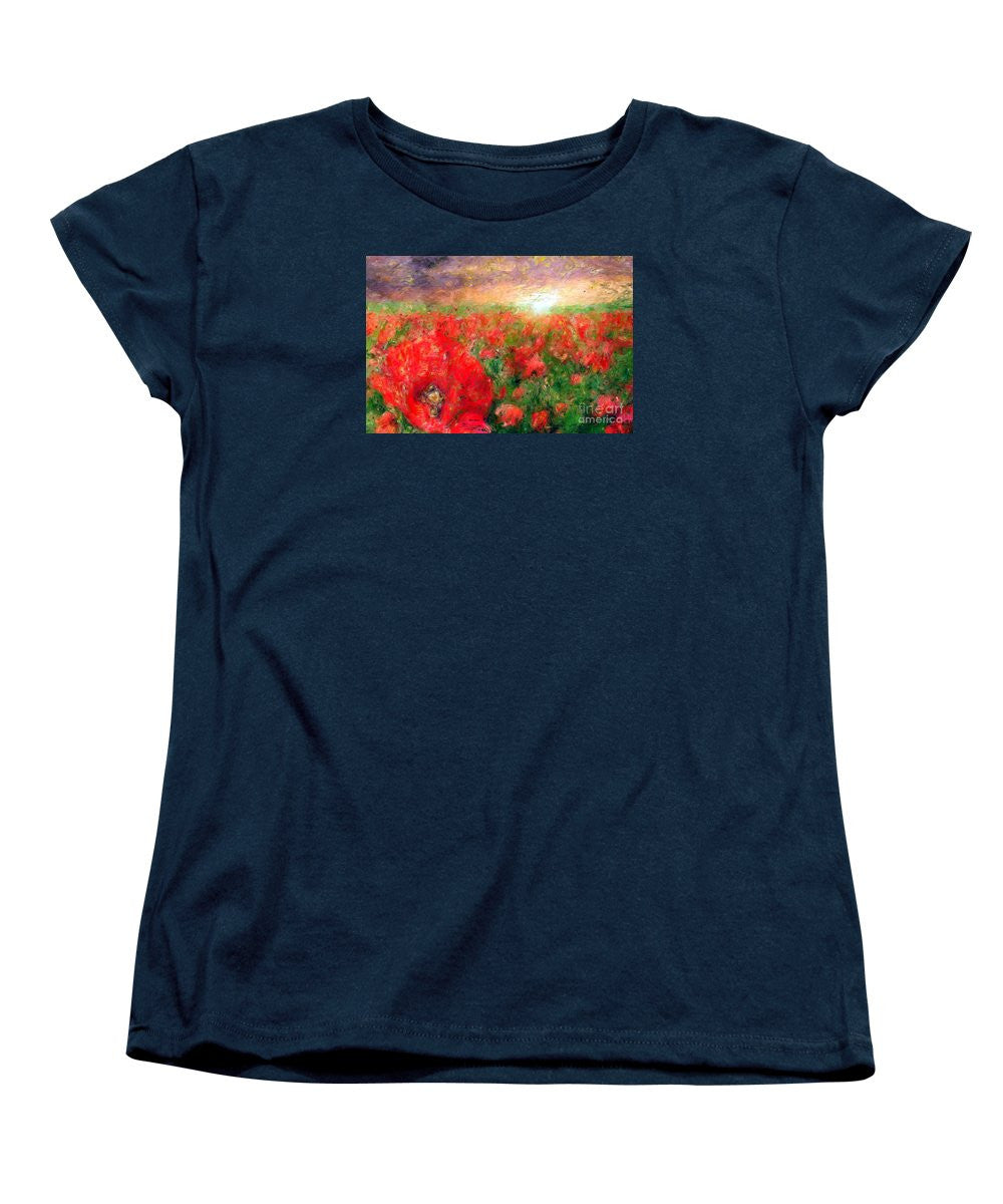 Women's T-Shirt (Standard Cut) - Abstract Landscape Of Red Poppies