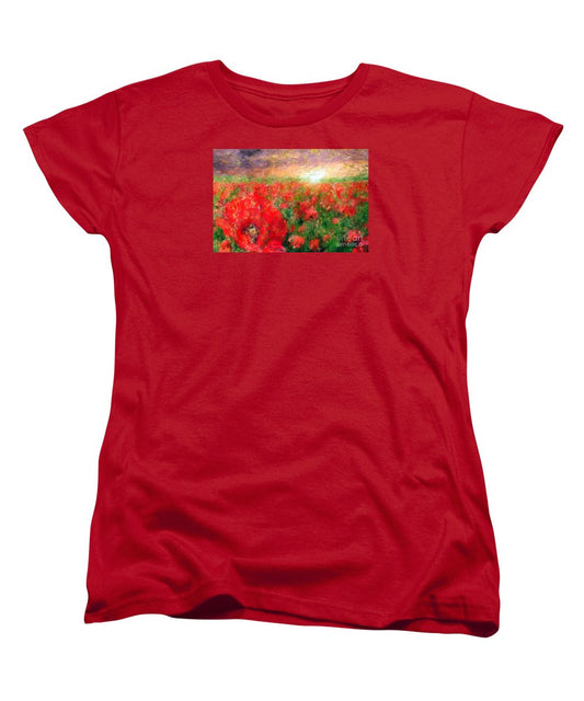 Women's T-Shirt (Standard Cut) - Abstract Landscape Of Red Poppies