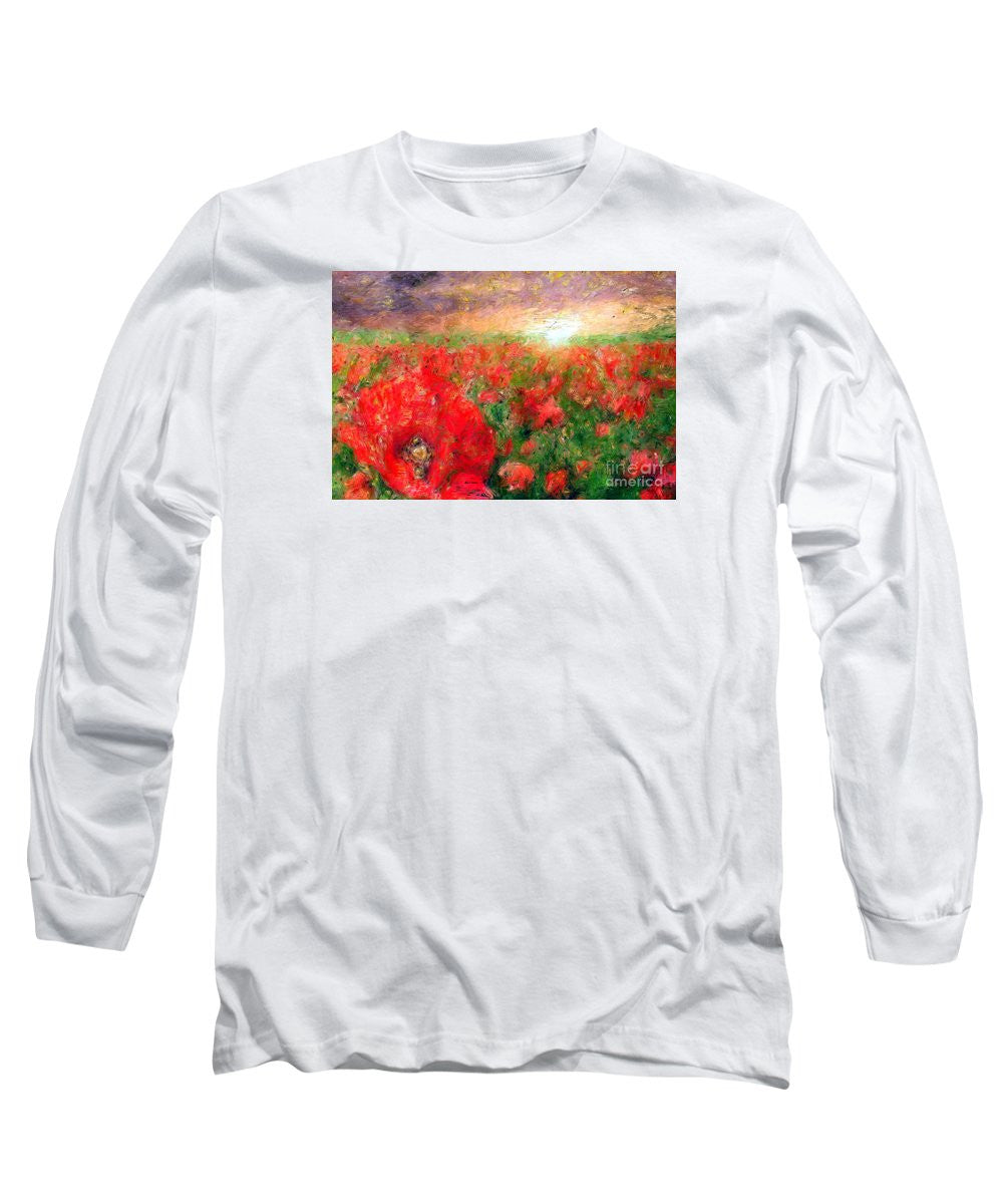 Long Sleeve T-Shirt - Abstract Landscape Of Red Poppies