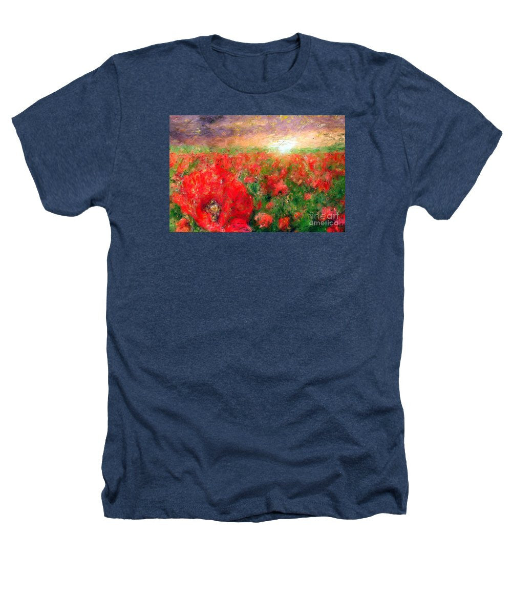 Heathers T-Shirt - Abstract Landscape Of Red Poppies