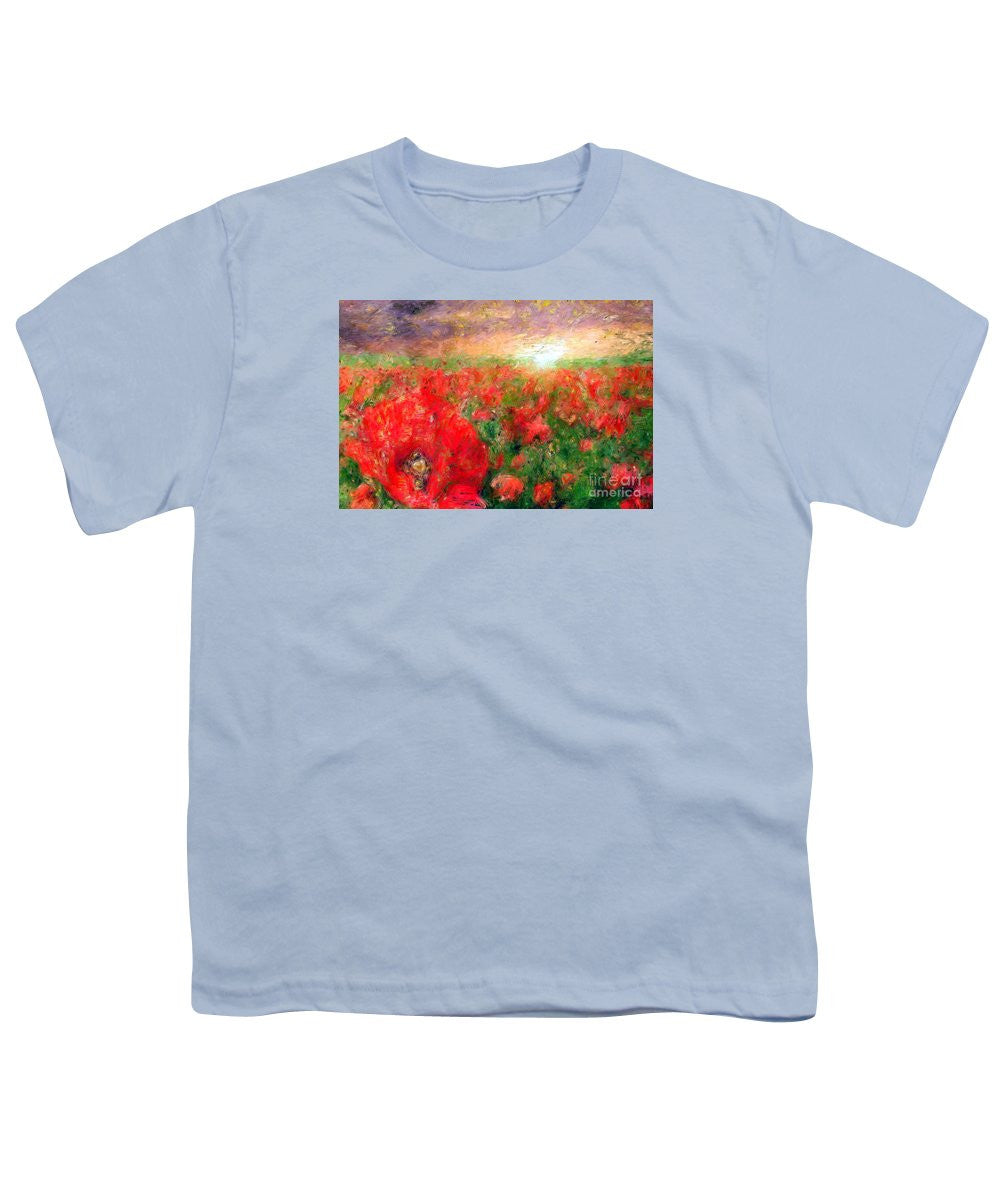 Youth T-Shirt - Abstract Landscape Of Red Poppies