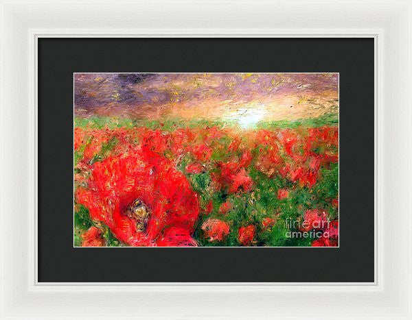 Framed Print - Abstract Landscape Of Red Poppies