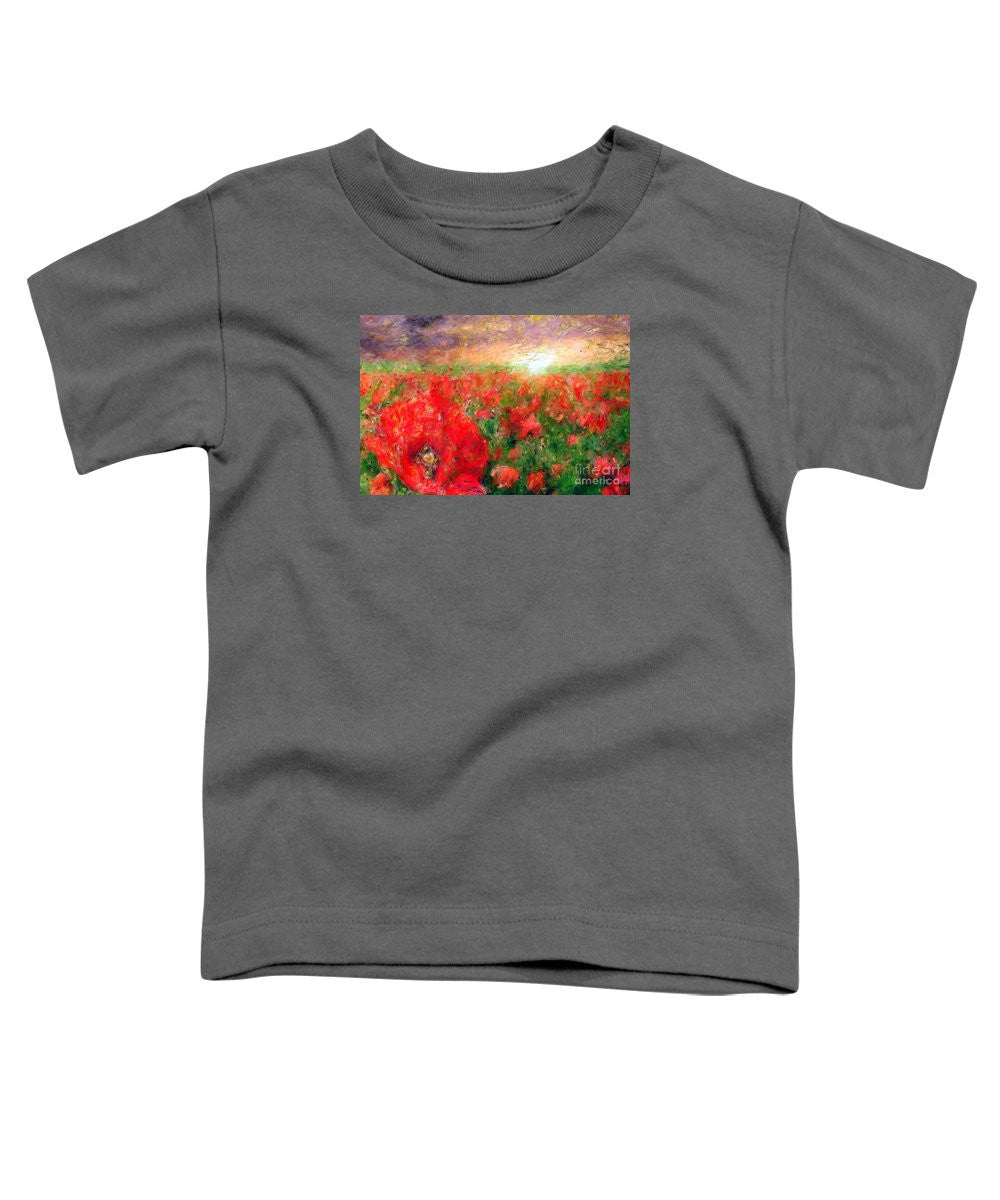 T-shirt pour tout-petits - Paysage abstrait de coquelicots rouges