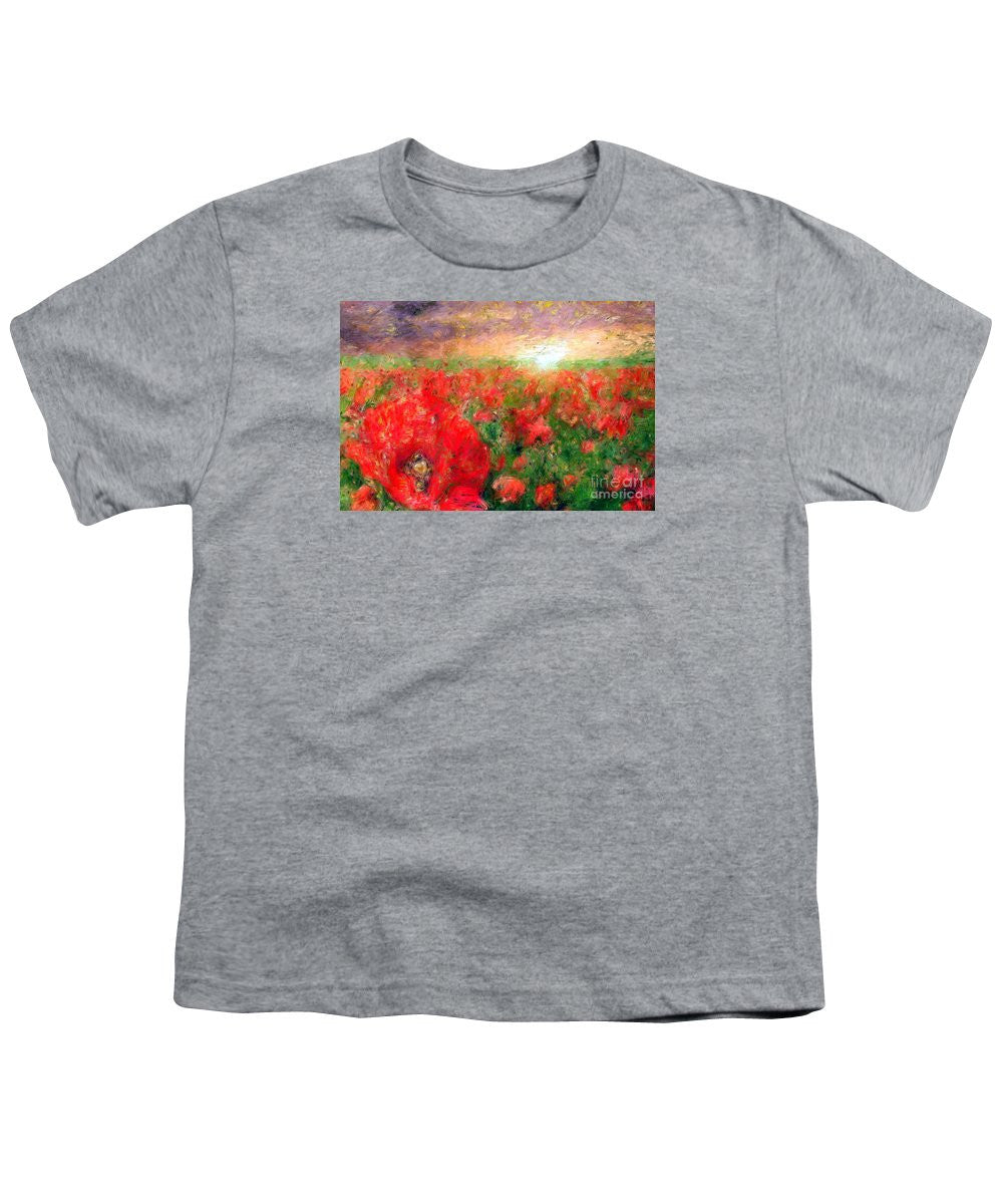 Youth T-Shirt - Abstract Landscape Of Red Poppies