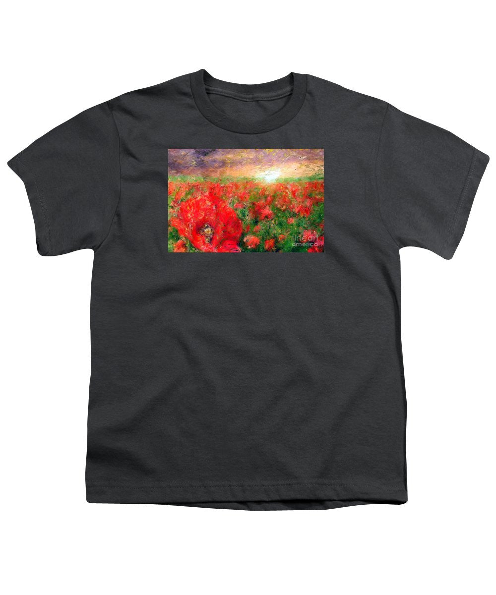 Youth T-Shirt - Abstract Landscape Of Red Poppies