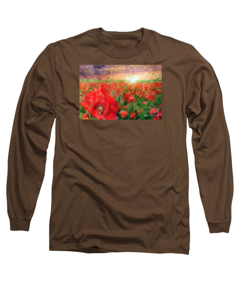 Long Sleeve T-Shirt - Abstract Landscape Of Red Poppies