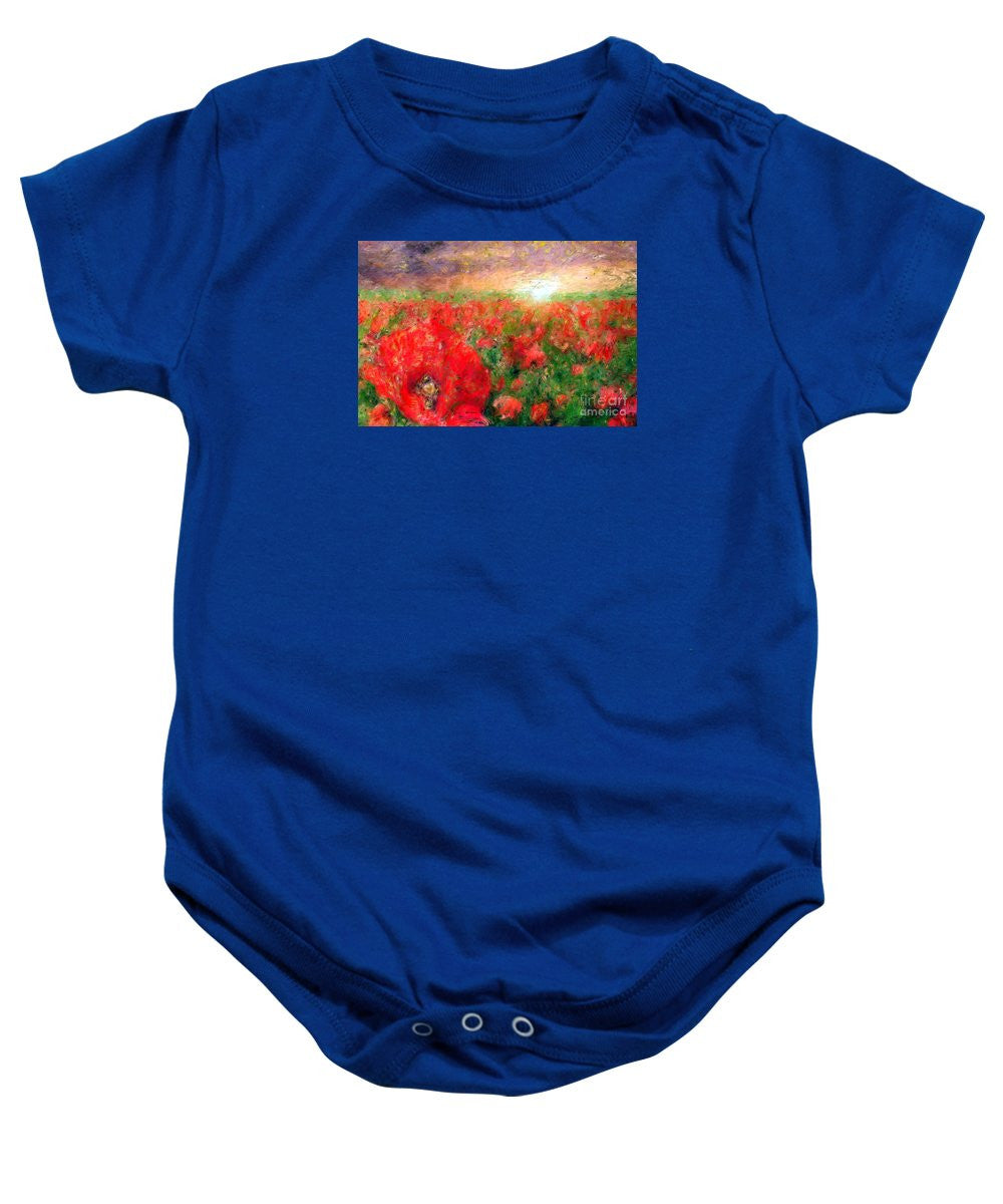 Baby Onesie - Abstract Landscape Of Red Poppies