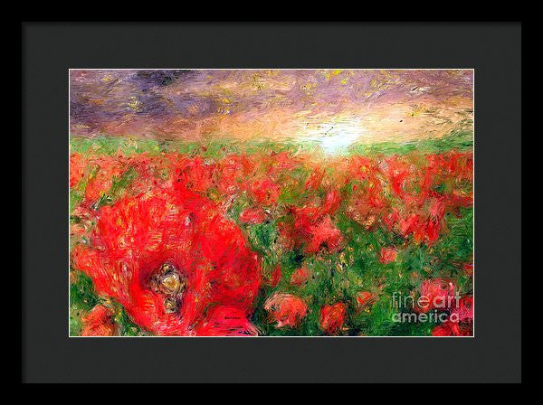 Framed Print - Abstract Landscape Of Red Poppies