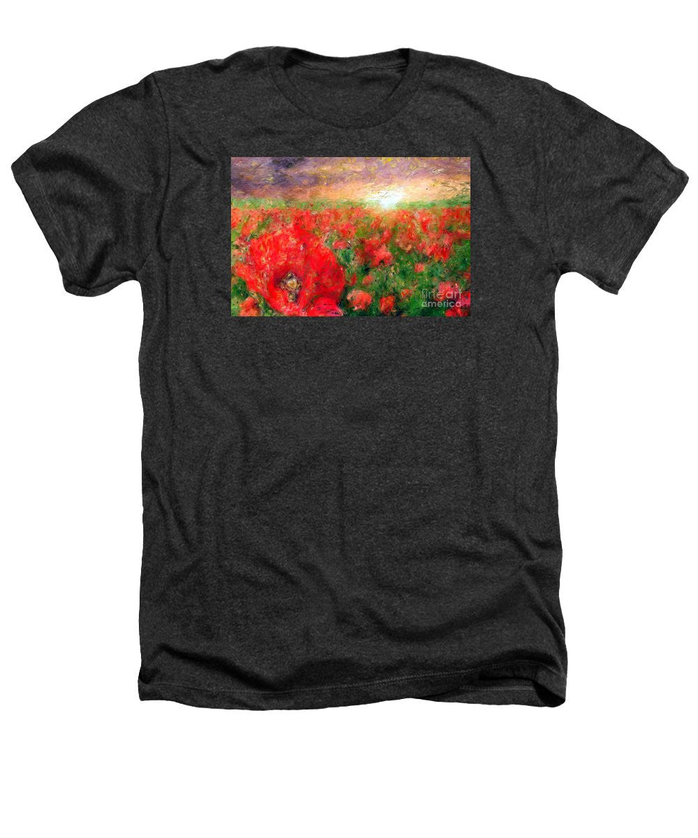 Heathers T-Shirt - Abstract Landscape Of Red Poppies