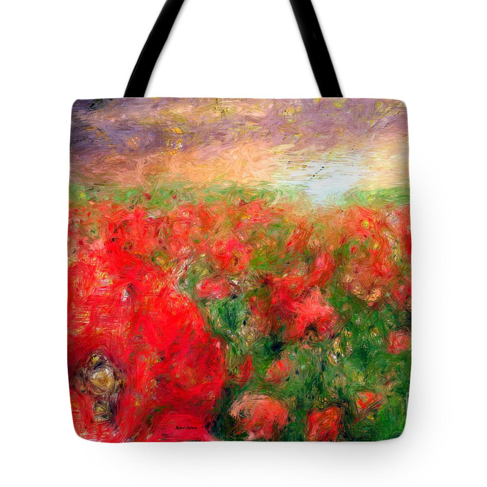 Tote Bag - Abstract Landscape Of Red Poppies