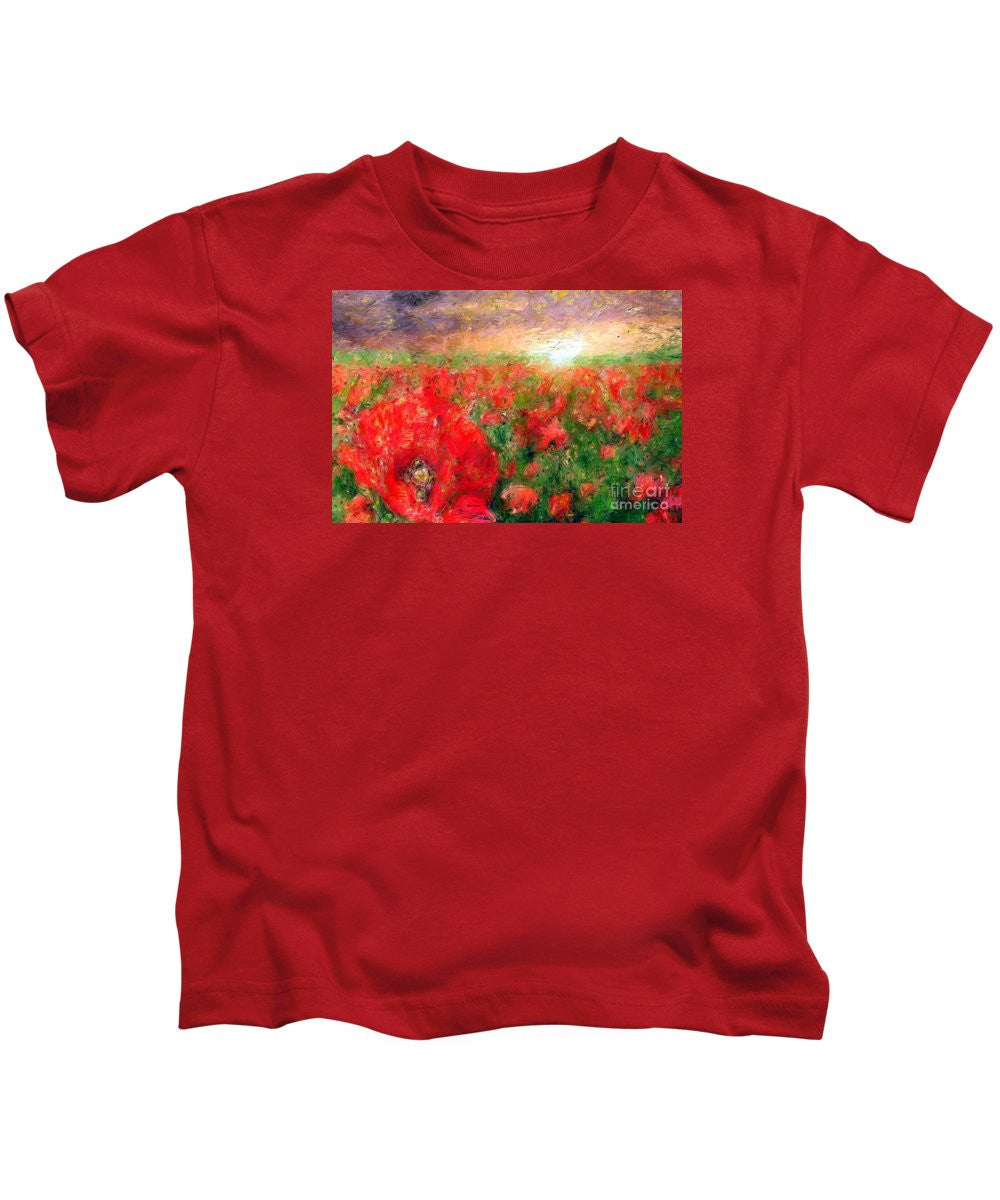 Kids T-Shirt - Abstract Landscape Of Red Poppies