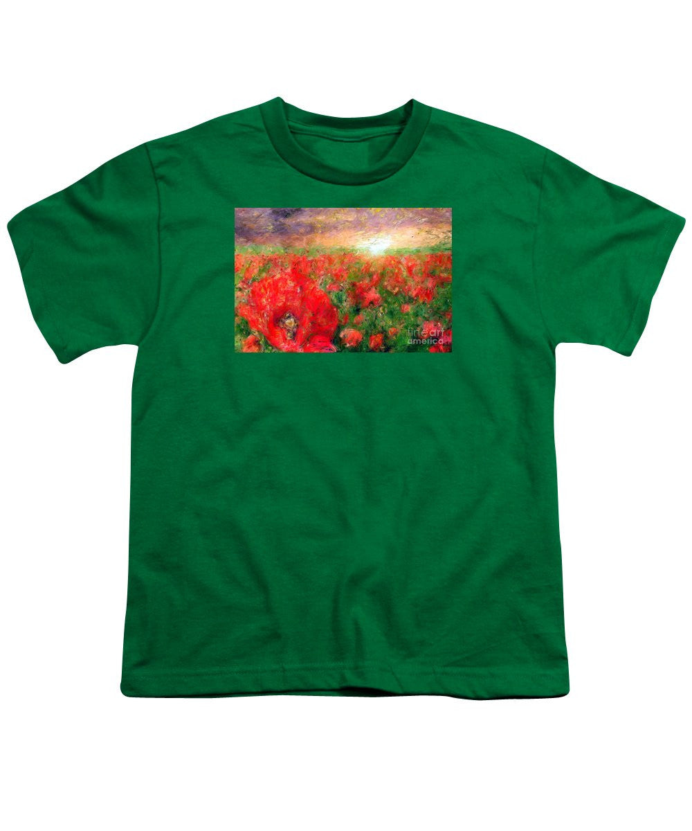 Youth T-Shirt - Abstract Landscape Of Red Poppies