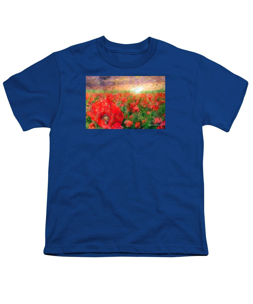 Youth T-Shirt - Abstract Landscape Of Red Poppies