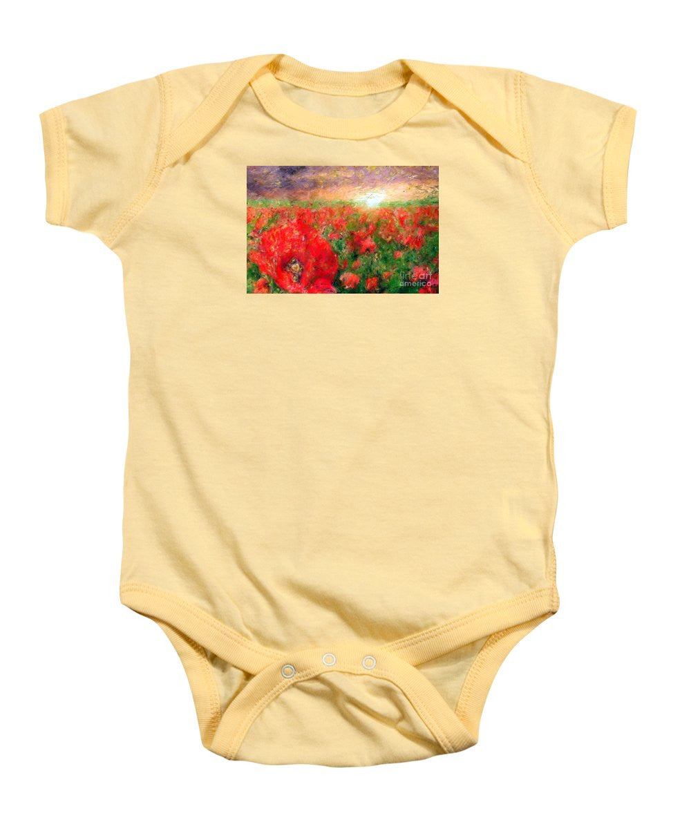 Baby Onesie - Abstract Landscape Of Red Poppies