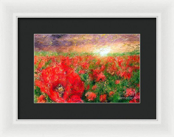 Framed Print - Abstract Landscape Of Red Poppies