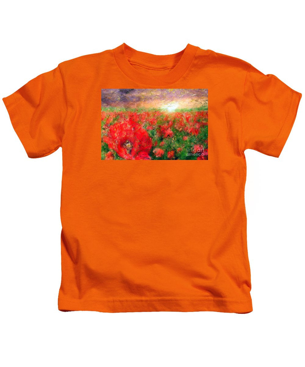 Kids T-Shirt - Abstract Landscape Of Red Poppies