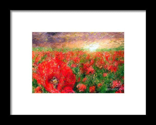 Framed Print - Abstract Landscape Of Red Poppies