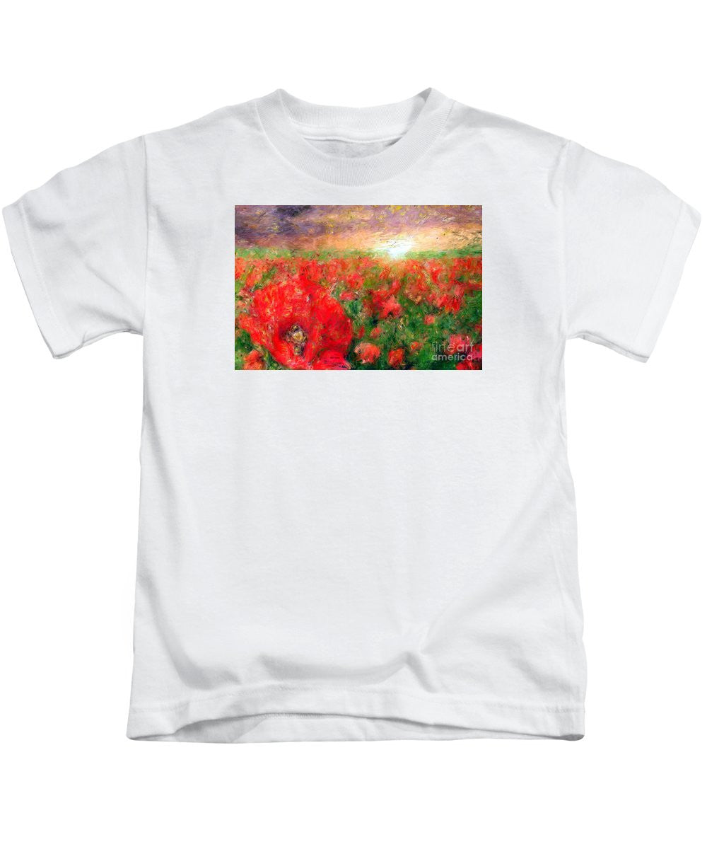 Kids T-Shirt - Abstract Landscape Of Red Poppies