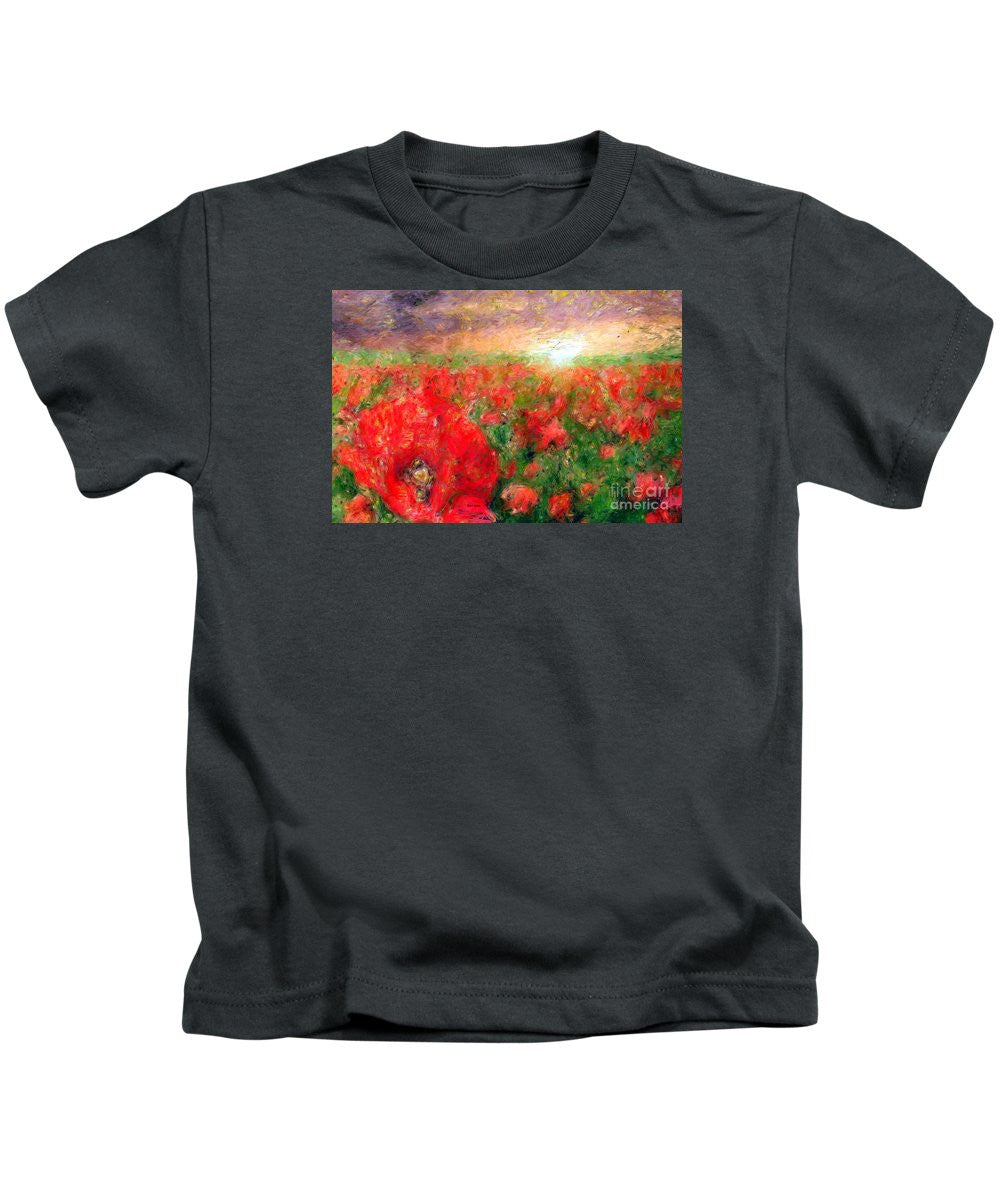 Kids T-Shirt - Abstract Landscape Of Red Poppies