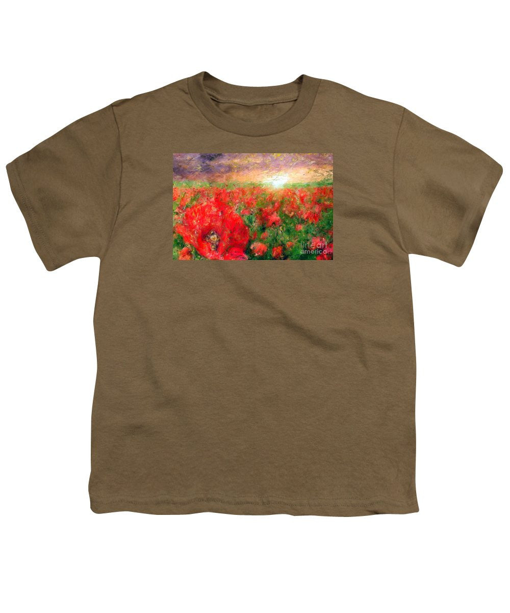 Youth T-Shirt - Abstract Landscape Of Red Poppies