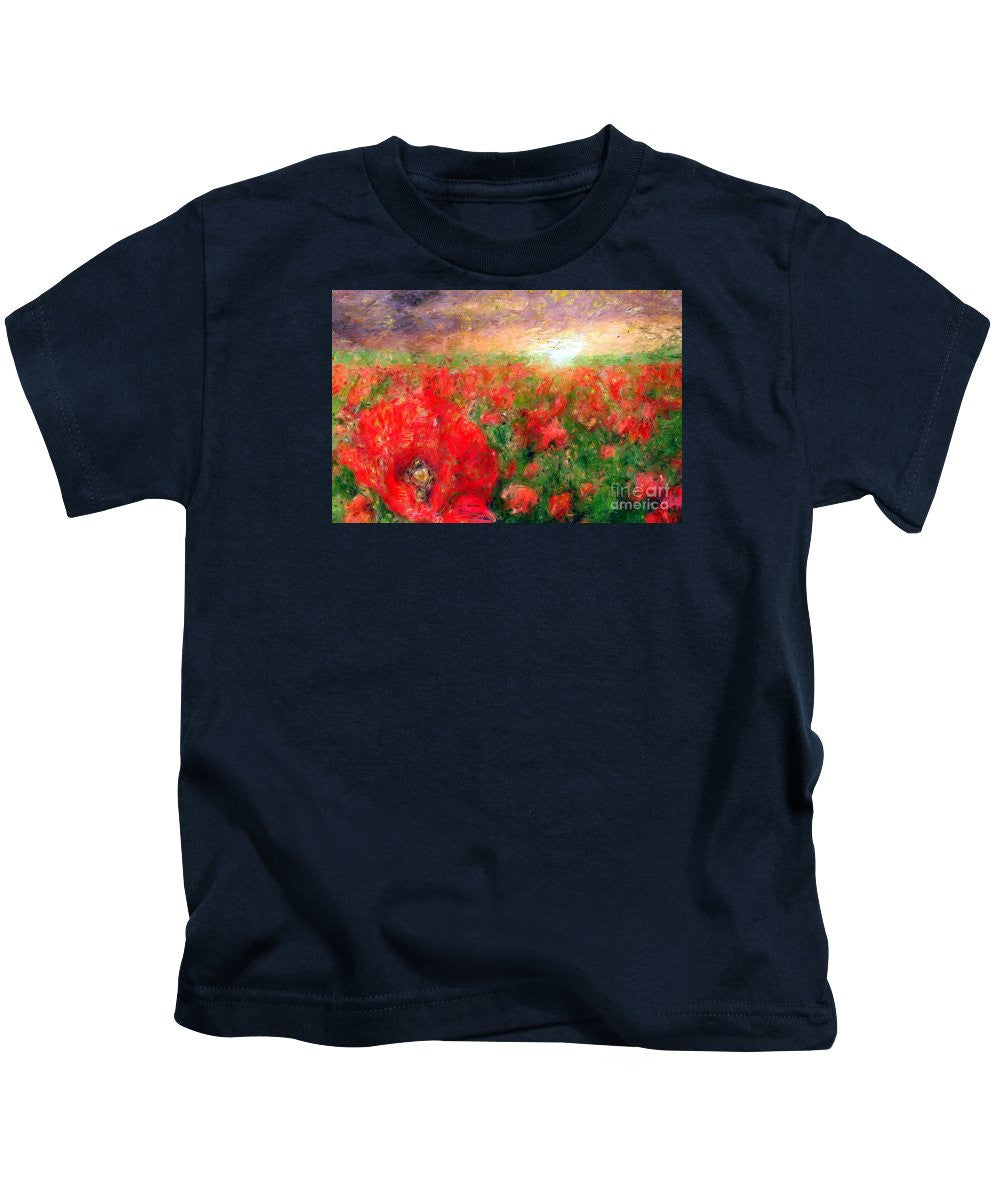 Kids T-Shirt - Abstract Landscape Of Red Poppies