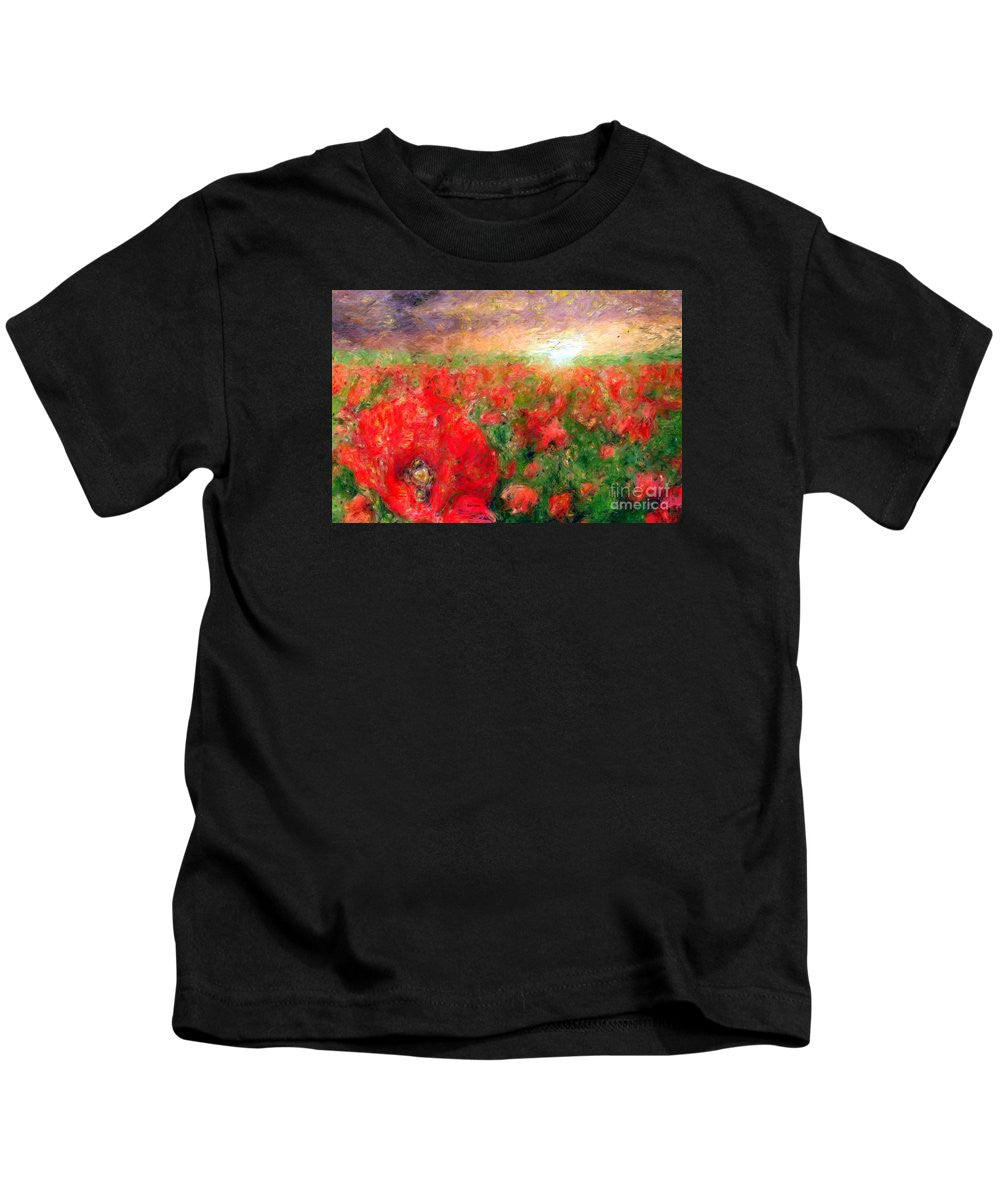 Kids T-Shirt - Abstract Landscape Of Red Poppies