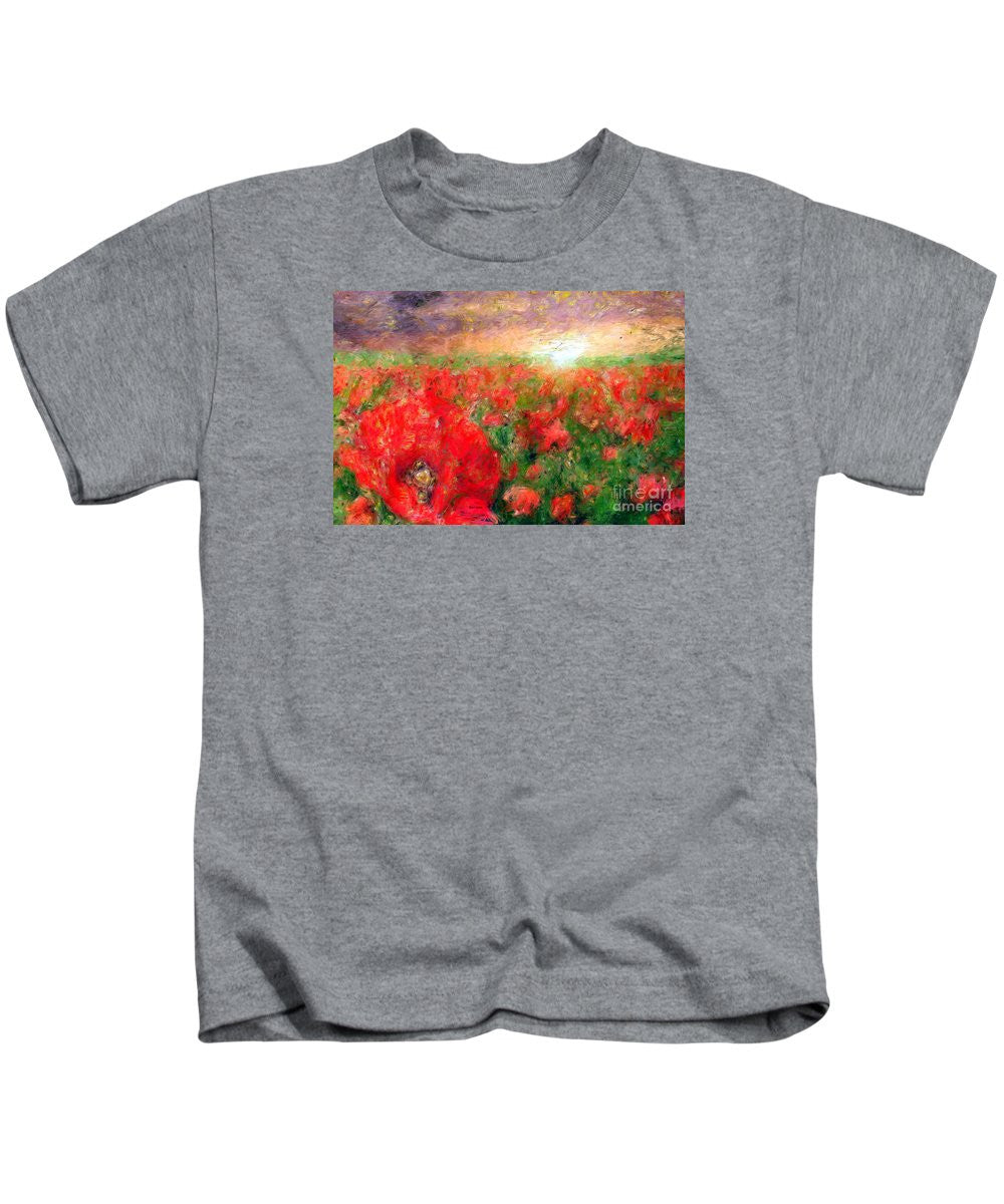 Kids T-Shirt - Abstract Landscape Of Red Poppies