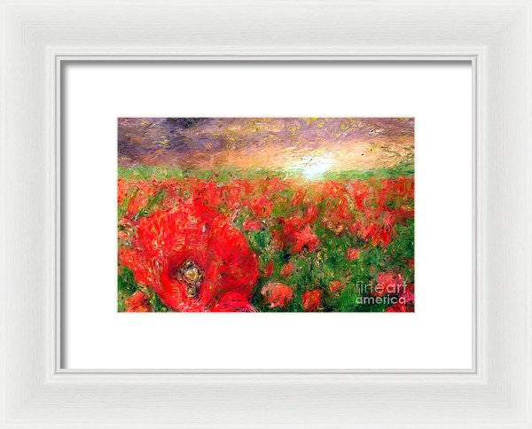 Framed Print - Abstract Landscape Of Red Poppies