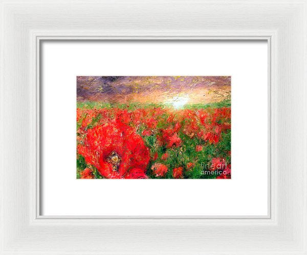 Framed Print - Abstract Landscape Of Red Poppies