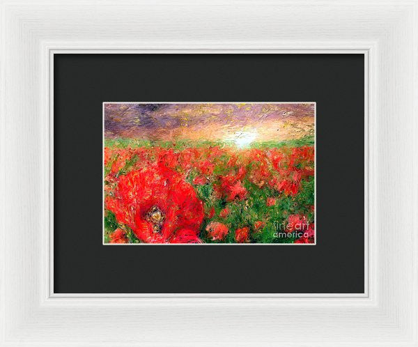 Framed Print - Abstract Landscape Of Red Poppies