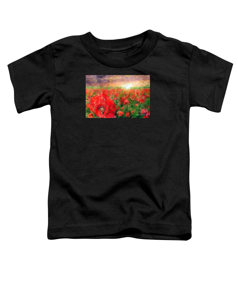 T-shirt pour tout-petits - Paysage abstrait de coquelicots rouges