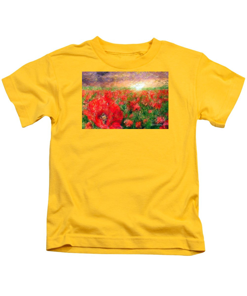 Kids T-Shirt - Abstract Landscape Of Red Poppies