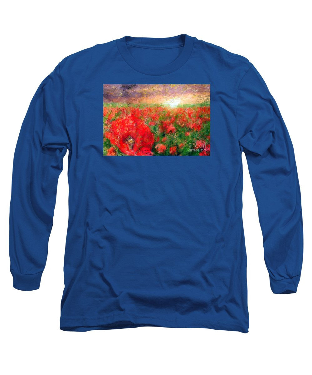 Long Sleeve T-Shirt - Abstract Landscape Of Red Poppies