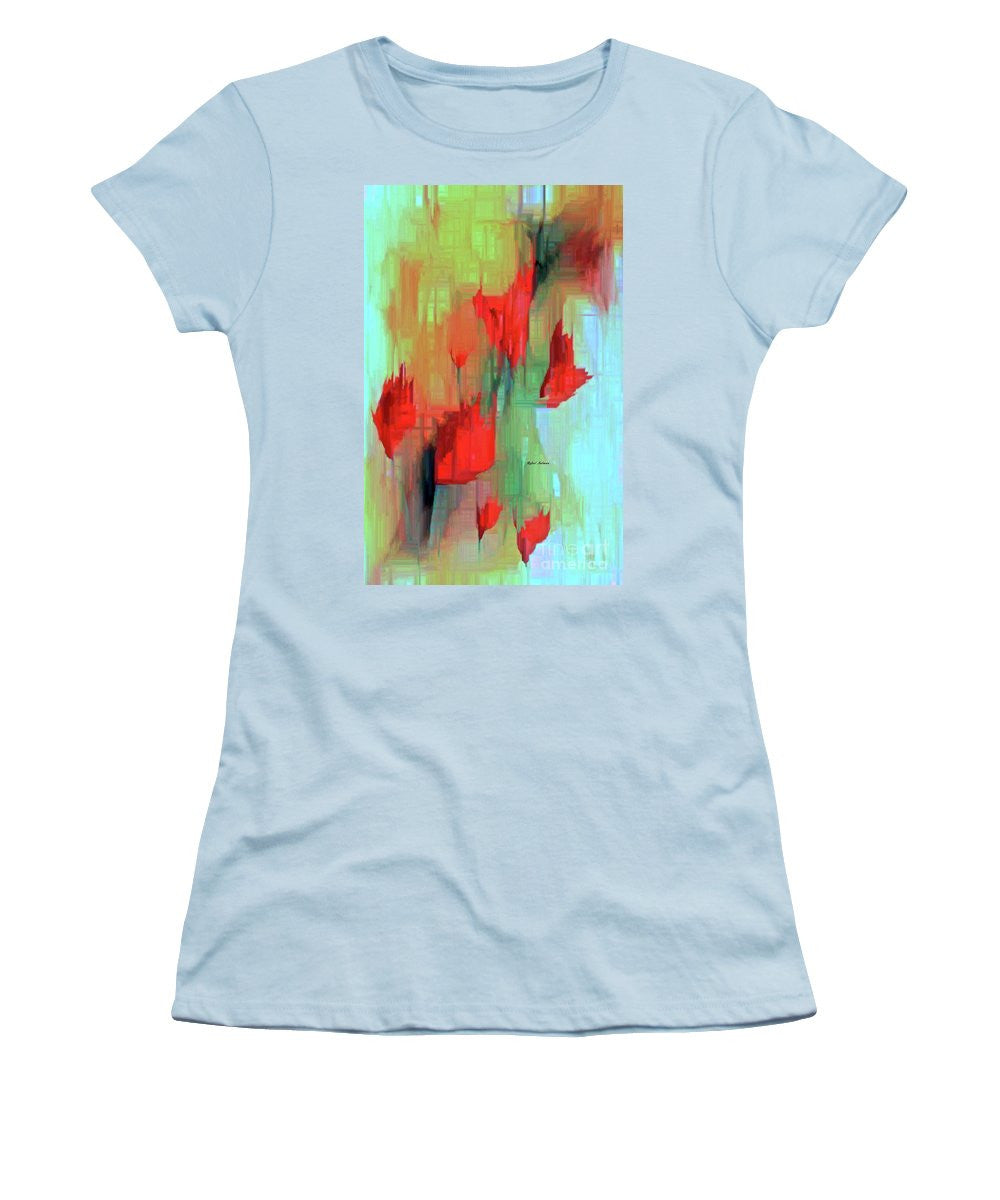 Women's T-Shirt (Junior Cut) - Abstract Red Flowers