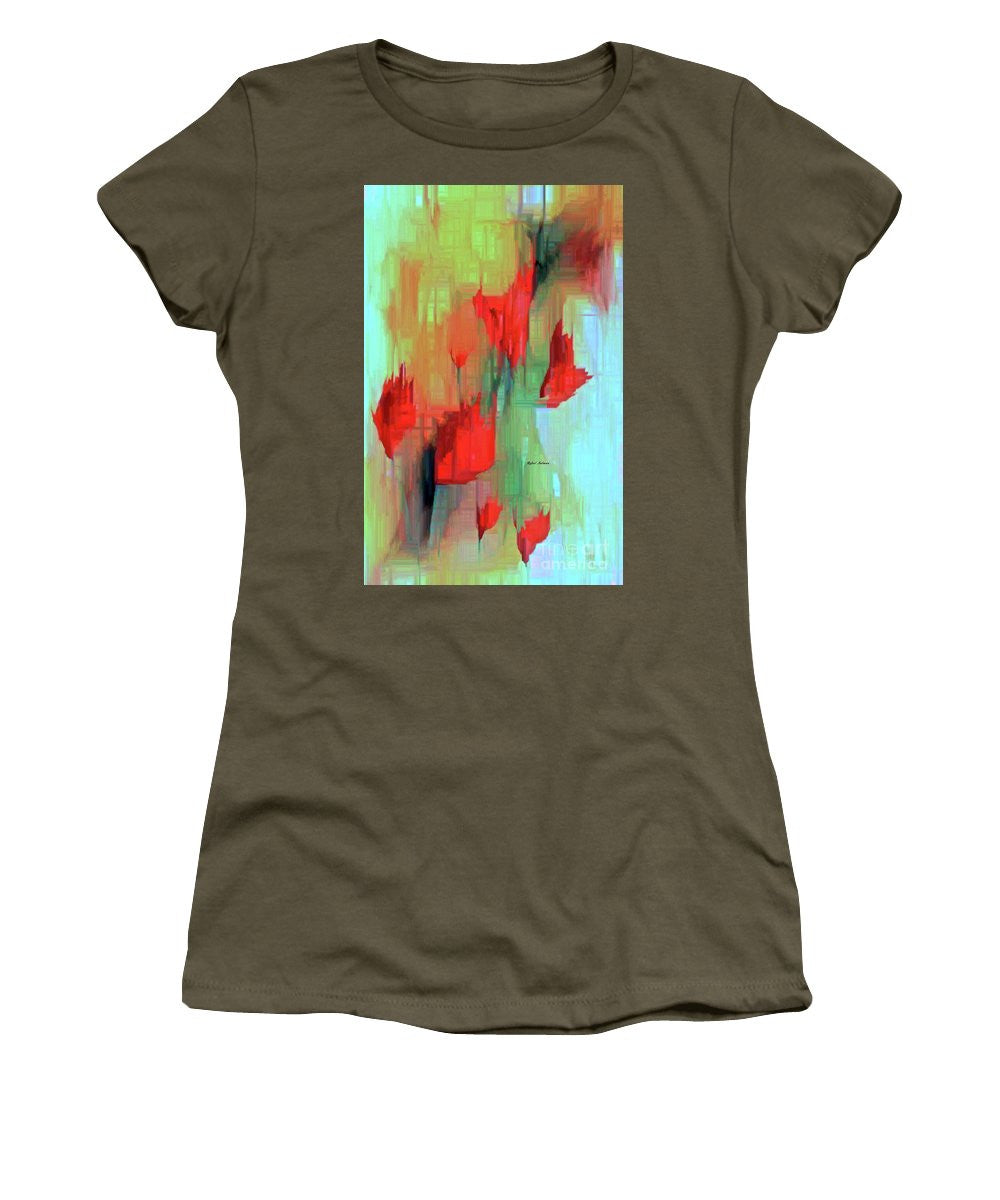 Women's T-Shirt (Junior Cut) - Abstract Red Flowers