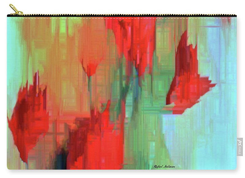Carry-All Pouch - Abstract Red Flowers