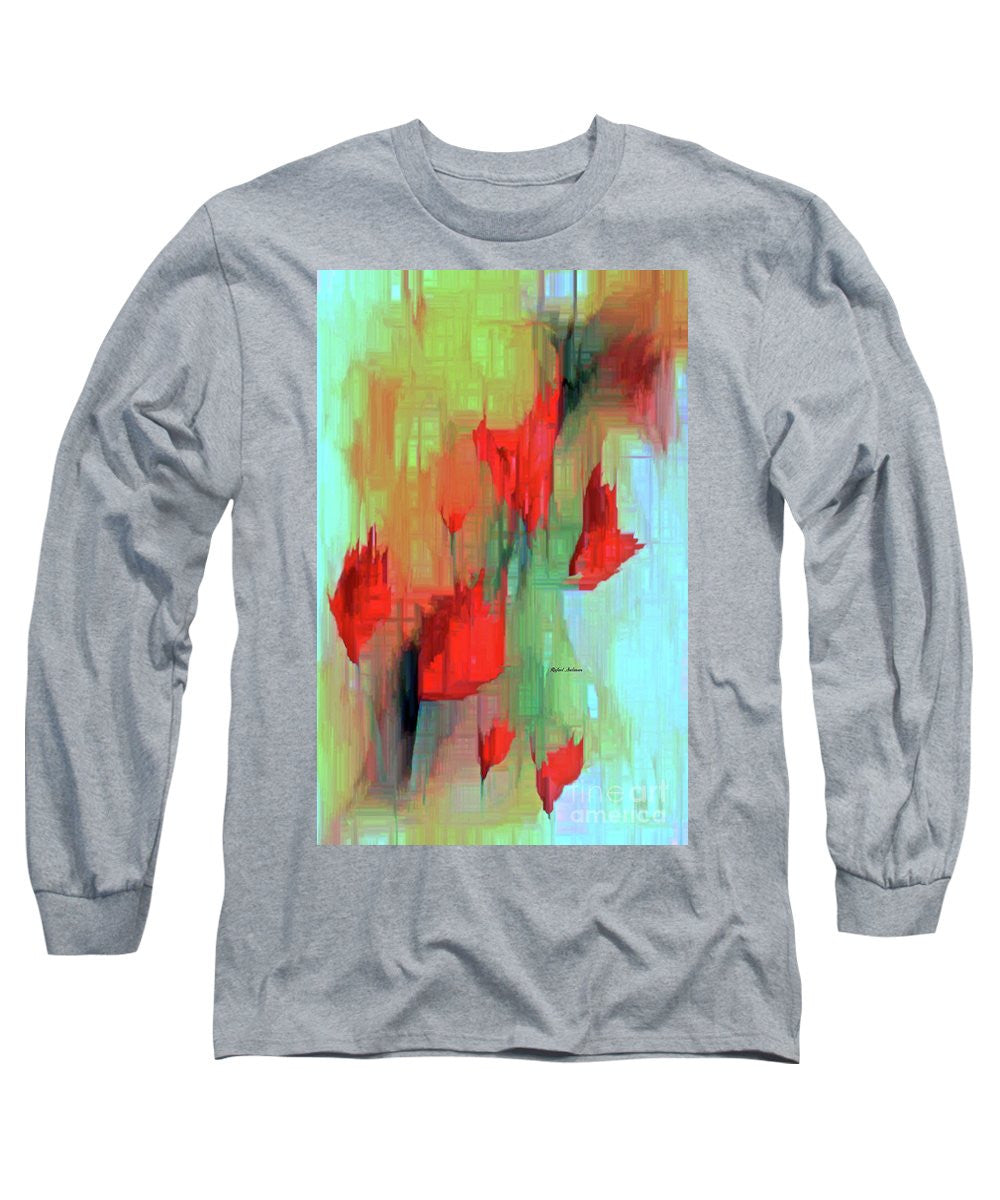 Long Sleeve T-Shirt - Abstract Red Flowers