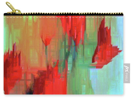 Carry-All Pouch - Abstract Red Flowers