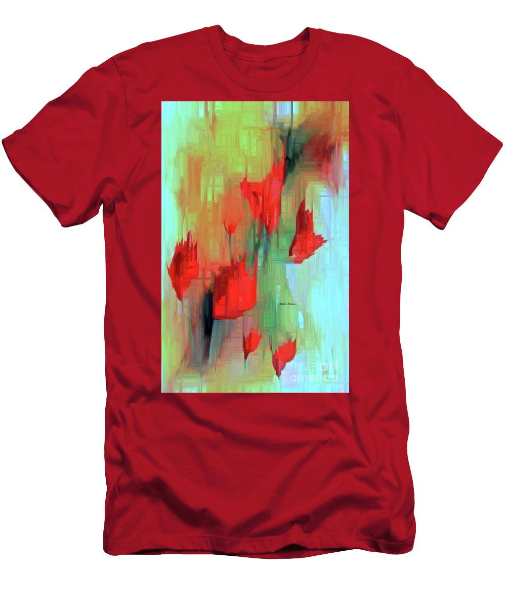 Men's T-Shirt (Slim Fit) - Abstract Red Flowers